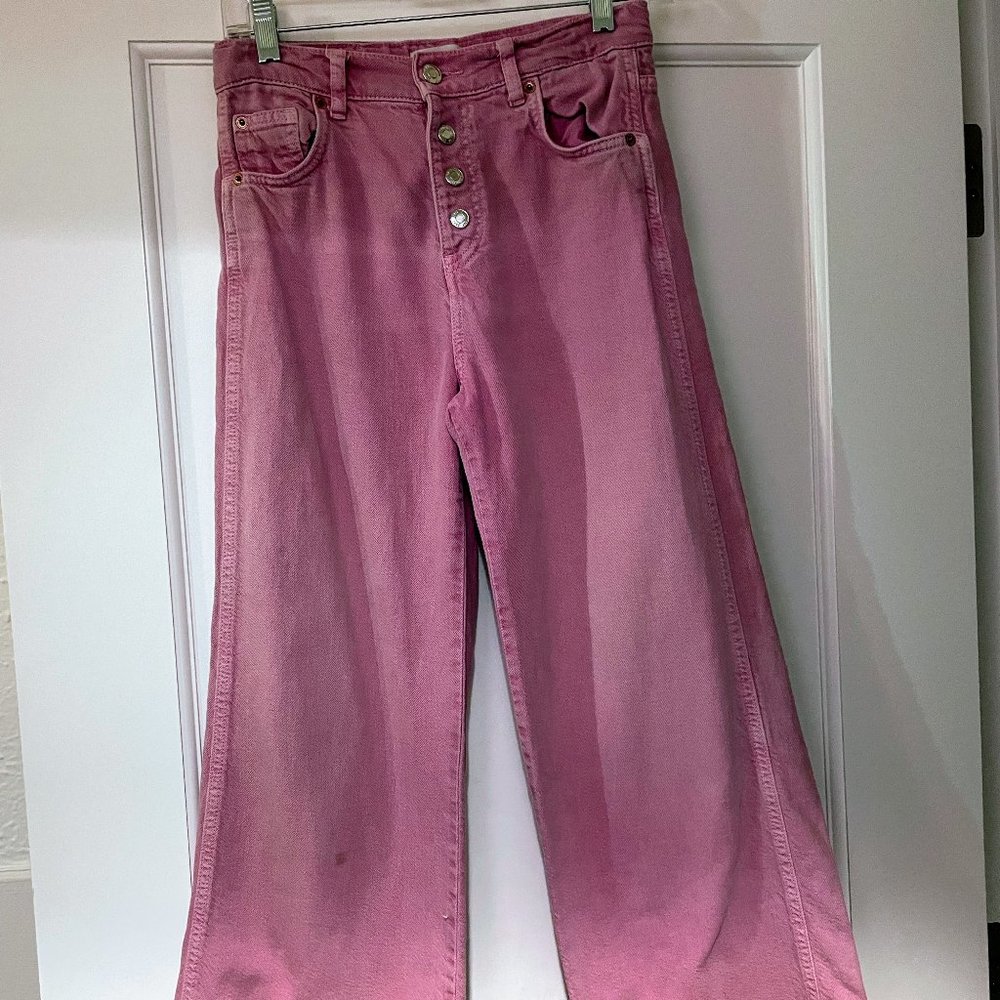 Zara Pink Wide Leg Jeans
